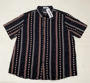 Vatpave Men's Geometric Abstract Hawaiian Button Up Short Sleeve Shirt - XL - Picture 1 of 8