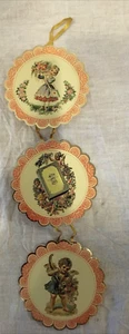 Merrimack 1979 Victorian 3 cut out hanging Cherubs Gold Floral - Picture 1 of 6