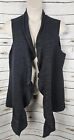 Eileen Fisher Charcoal Shaped Sweater Vest 2X 100% Merino Wool Cascading Ruffle