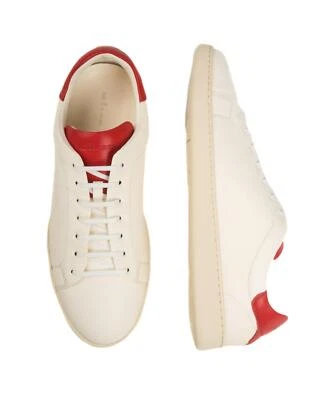 Kiton $1,420 Nuevo en Caja Blanco Rojo Piel de Ciervo Tenis Zapatos (7.5 UK) 8 EE. UU. Foto 1 de 4