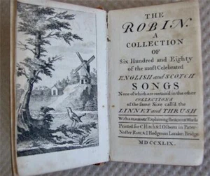 The Robin 680 English & Scotch Songs 1749 1st ed.owned by Edward Vernon Utterson - Picture 1 of 9