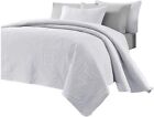 Chezmoi Collection Austin 3-Piece Oversized Bedspread Coverlet Set (Queen, White