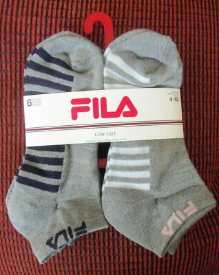 Calcetines FILA para mujer gris jaspeado finos a rayas corte bajo - Paquete de 6 - Talla 9-11 Foto 1 de 2