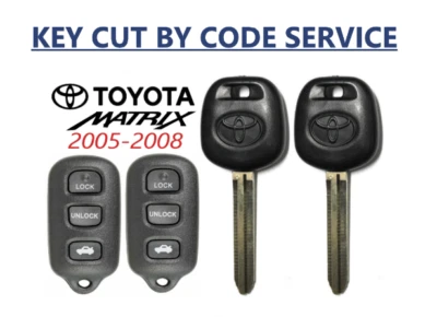 2 Toyota MATRIX 05-08 44D Transpondedor DOT Chip Key + 4 Botones Control Remoto GQ43VT14T  Foto 1 de 4