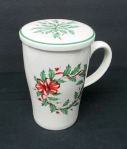Lenox WARMEST WISHES Tall Tree Mug With Lid Holly Heart 5.5" NEW Christmas - Bild 1 von 6