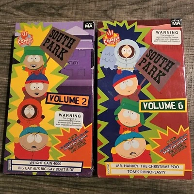 South Park Volume 2 & 6 VHS VCR Video Tape New/Used TV MA  - Image 1 of 2