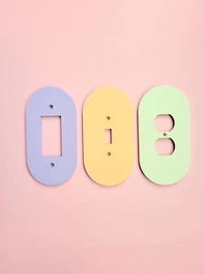 Pastel Colors Oval Light Switch Cover, Wall Plate Cover, Mid Century Modern, - Picture 1 of 10
