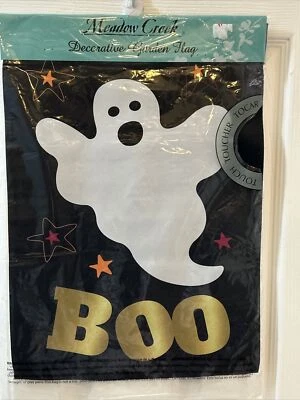Ghost Garden Flag Halloween Boo! 12.5x 18” Nylon Black - Image 1 of 3