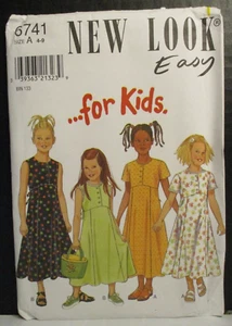 New Look Pattern 6741 Child Girl Size 4-5-6-7-8-9 Dress Sleeve Variations Uncut - Picture 1 of 11