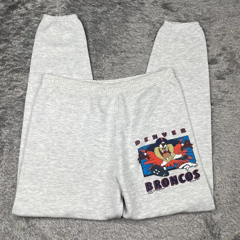 Vintage Tax Denver Broncos Pants Youth 16/18 Gray Boys Sweatpants Looney Tunes Cover