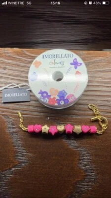 BRACCIALE DONNA MORELLATO COLOURS,9 CHARMS,JEWEL,SABZ341,CUORI FUCSIA,STELLE ORO - Immagine 1 di 4