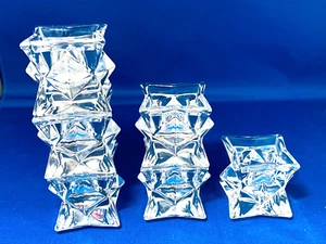 Lot de six bougeoirs classiques empilables en cristal de plomb étoile Toscane - Photo 1/9