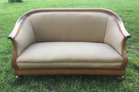 Antique Karpen Sofa Loveseat Upholstered Carved Settee Parlor Jacquard 19thc Cover
