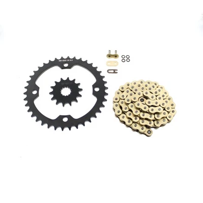 2004 - 2009 Yamaha YFZ450 YFZ 450 Gold O-Ring Chain and Black Sprocket 14/38 - Image 1 of 3