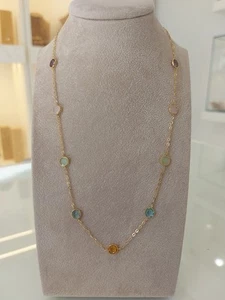 18kt gold women's yellow gold coloured quartz choker necklace ring clasp 45cm - Picture 1 of 5