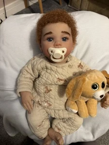 Handmade Weighted Reborn Baby Doll With Hand Rooted Hair And Eyebrows - Picture 1 of 3