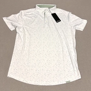 Primo Classic Polo Shirt Mens Large White Confetti Geometric Performance Golf - Picture 1 of 9