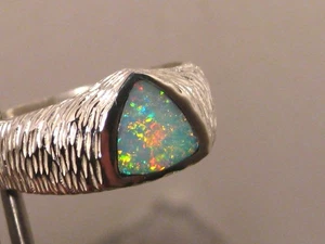 Mens Opal Ring - Solid Australian Opal   .925 Silver  SIZE 11.5 US - Picture 1 of 9