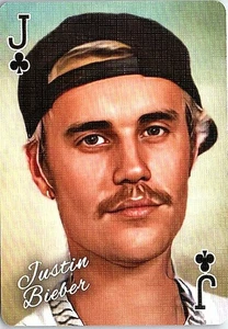 Tarjeta coleccionable Justin Bieber estrella de la música celebridad jugando - Imagen 1 de 2