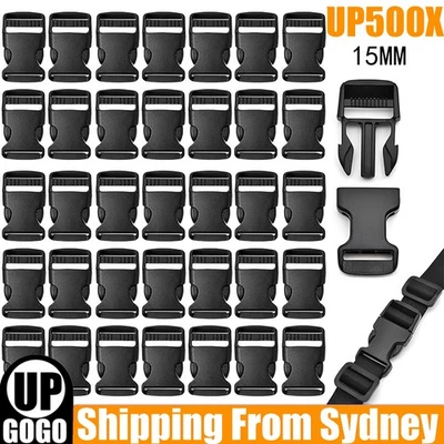 UP500Pcs 15mm Quick Side Release Buckles- Paracord Buckle Strap Fastener Webbing - image 1 of 4