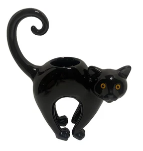 Yankee Candle 2001 Standing Black Cat Curly Tail Tealight Candle Holder - Picture 1 of 13