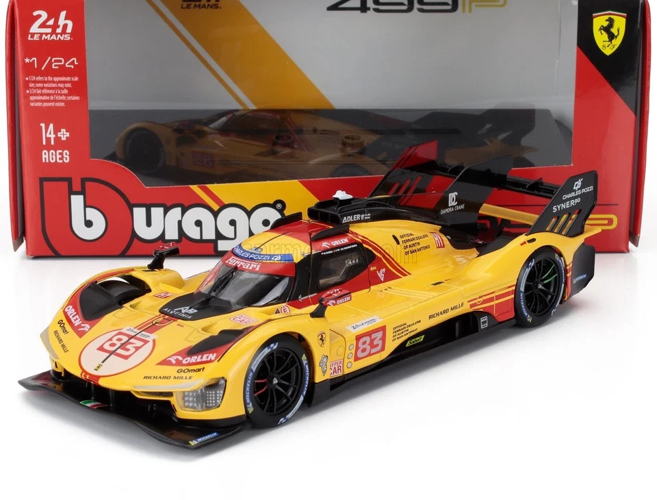 BURAGO FERRARI 499P 24H LE MANS 2024 KUBICA - MODELLINO AUTO STATICO  SCALA 1/24 - Immagine 1 di 4