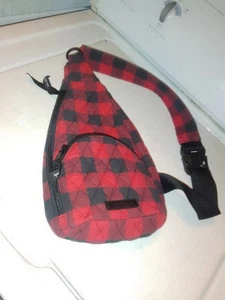 Vera Bradley Red And Black Plaid Sling Chest Crossbody 13" X 7" - Picture 1 of 8