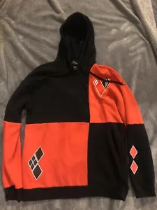 Suicide Squad Harley Quinn Promo Hoodie Sz Med Embroidered Hearts DC W/Pockets - Picture 1 of 12