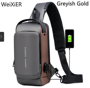 USB Charging Sport Sling Anti-Theft Shoulder Bag Crossbody Bags Chest Waterproof