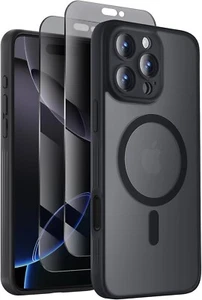 iPhone 16 Pro Max Case Compatible MagSafe Privacy Screen Protectors X2 Black - Picture 1 of 6