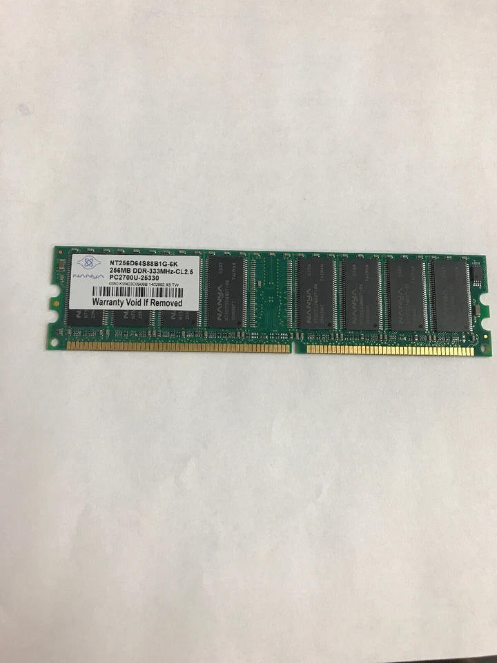  Nanya NT256D64S88B1G-6K DDR 256MB PC-2700 Non ECC 333Mhz Memory     - Image 1 of 1