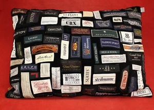 Throw Pillow Black Vintage Designer Fashion Labels - Picture 1 of 4