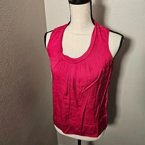 Talbots Petites Silk Blouse Stretch Pink Fuchsia Size 4P Women's Sleeveless - Picture 1 of 10