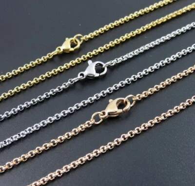 Rolokette Erbskette 1-3 mm Edelstahl 30 - 120 cm Halskette Anhänger Damen Herren - Bild 1 von 4