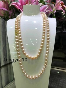 elegent AAA+ 8-9mm real natural Pink south sea pearl necklaces 38" 14k - Picture 1 of 4
