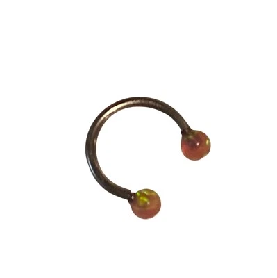 316L Surgical Steel Internally Threaded Horseshoe Barbell with Synthetic Opal - Image 1 of 4