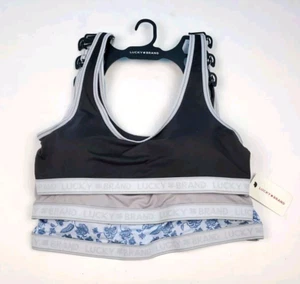 Lucky Brand Womens Lounge Bra's Size X-Large XL 3-Pack Black Grey Floral NEW - Picture 1 of 8