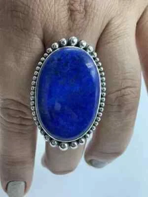 Lapis Lazuli Gemstone 925 Sterling Silver Handmade Statement Ring All Size R271 - Image 1 of 4