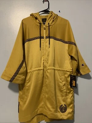 Champion X Muhammad Ali Gold Satin Boxing Robe Jacket Sz Small Hood Pockets NEW - Image 1 of 4