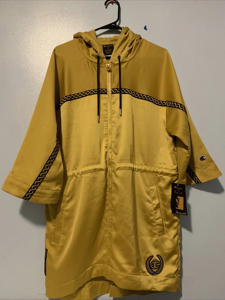 Champion X Muhammad Ali Dorado Satinado Bata de Boxeo Chaqueta Talla Pequeña Capucha Bolsillos NUEVO Foto 1 de 4