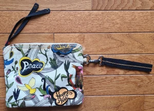 VINTAGE SAKROOTS BAG PURSE BEAUTIFUL FLOWERS PEACE Wristlet 8 x 6.5 inches BOHO - Picture 1 of 9