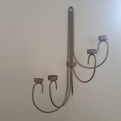 Large 5-arm Tealight Candle Holder Wall Sconce Old Gold Effect - Image 1 of 4