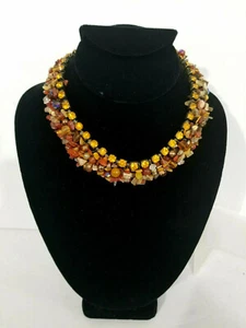 Necklace Anat Perez Hand Woven Rich Colors Gemstone Rhinestone Vintage Choker - Picture 1 of 7