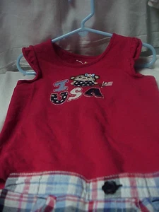 BABY GIRL  TOP & SHORTS JUMPING BEANS 3T RED WHITE BLUE I LOVE USA STARS FLAG - Picture 1 of 6