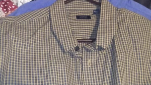 Blue & Yellow Tartan {Arrow} Long-Sleeved Button-Down Shirt- Size XXL - Picture 1 of 4