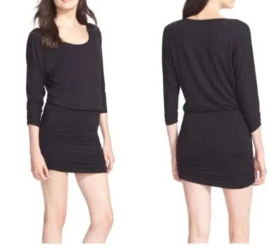 Soft Joie Arusha Rouched 3/4 Sleeve Mini Black Dress Size XS - Image 1 of 4