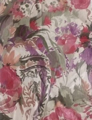 Fat Eighth (18" X 11") Mill Creek 'Forget Me Not' Pink Floral On Khaki Fabric - Image 1 of 2