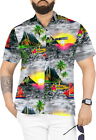 LA LEELA Men's Hawaiian Short Sleeve Button Down Shirts S Beach Sunset, Grey