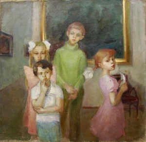 Ukrainian Soviet USSR Oil Painting impressionism realism child portrait interior - Picture 1 of 11