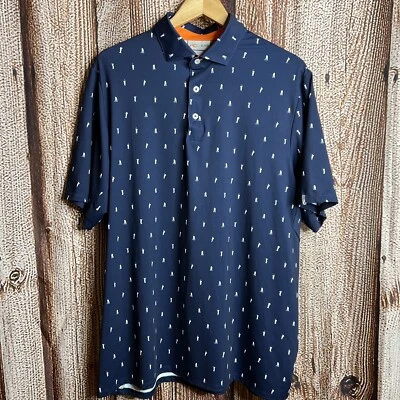 KJUS Mens Golf Polo 56 2XL Blue/White All Over Print Performance Comfort UPF 50+ - Image 1 of 4